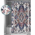 thumbnail image 4 of Boho Ethnic Style Shower Curtain, 72" x 72", Retro Leaves Texture Waterproof Bathroom Curtain Washable Shower Curtain Set with 12 Hooks, 4 of 6
