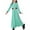 Green, variant on SDJMa Muslim Long Dress Medium Big Girls Long Sleeve V Neck Colorblock Dress