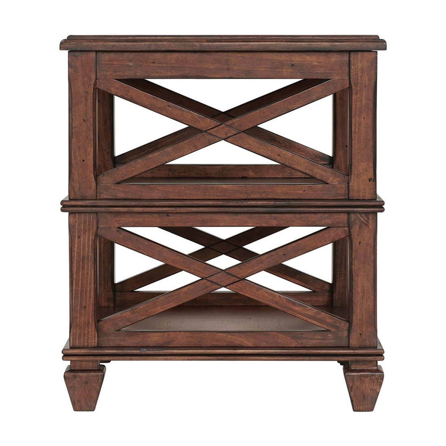 Alaterre Furniture Stockbridge 21" Square Wood End Table with Two Shelves