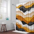 thumbnail image 3 of Gradient Ocean Bathroom Shower Curtain, Waves Orange Gray Gradient Waves Waterproof Washable Soft Bath Curtain for Bathtub Decor with 12 Hooks&Grommet, 72x72 Inch, 3 of 9