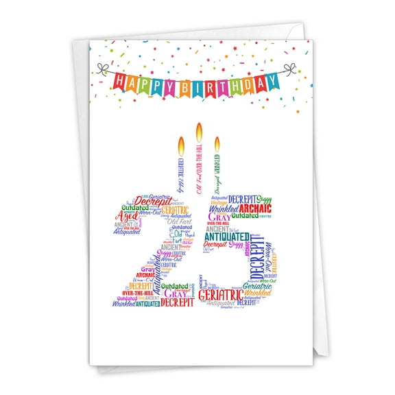 1 Funny Birthday Card with Envelope - Word Cloud Milestones 25 C9410MBG