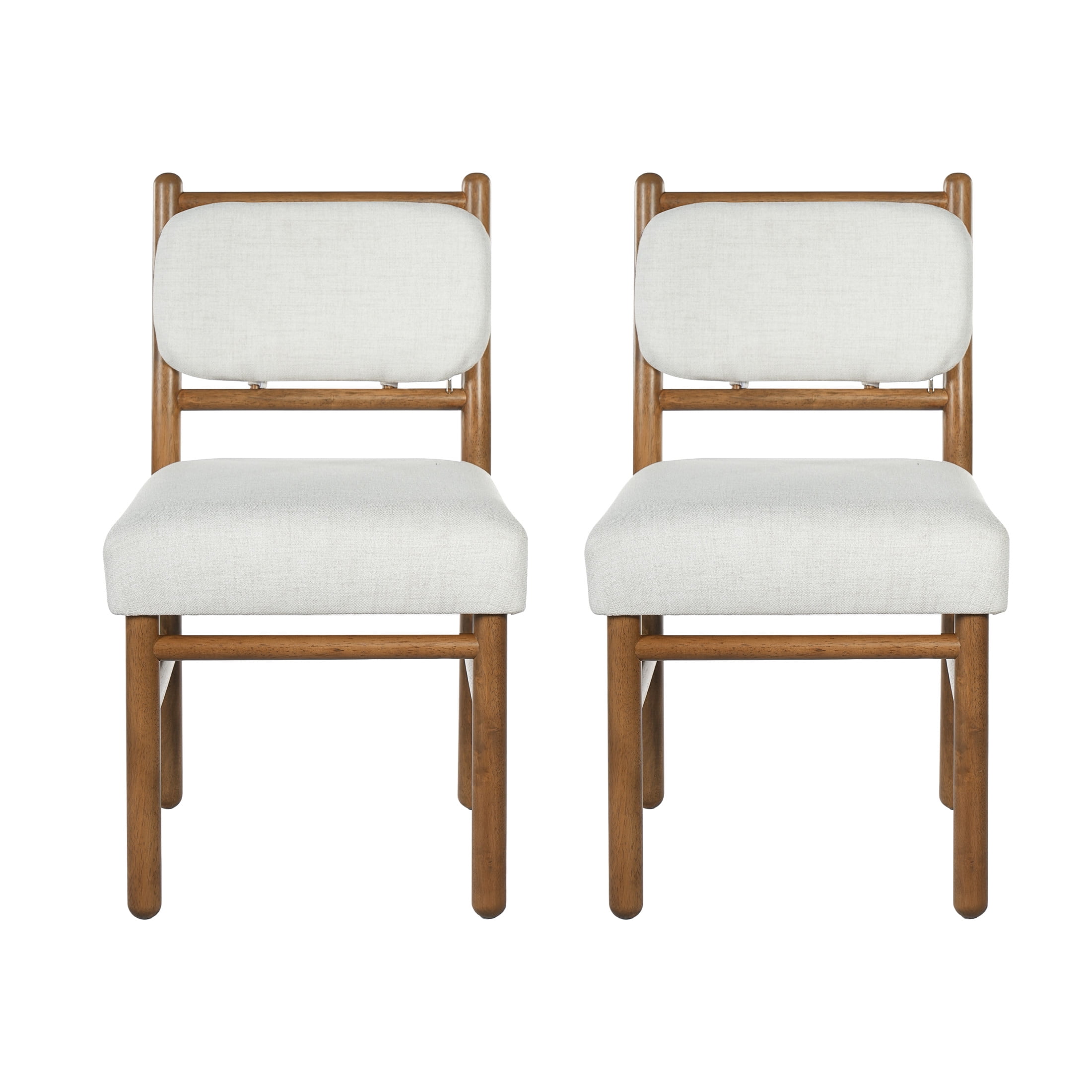 Christopher Knight Home Modern Armless Upholstered Dining Side Chairs, Wood Frame, Dark Walnut+Beige, Set of 4
