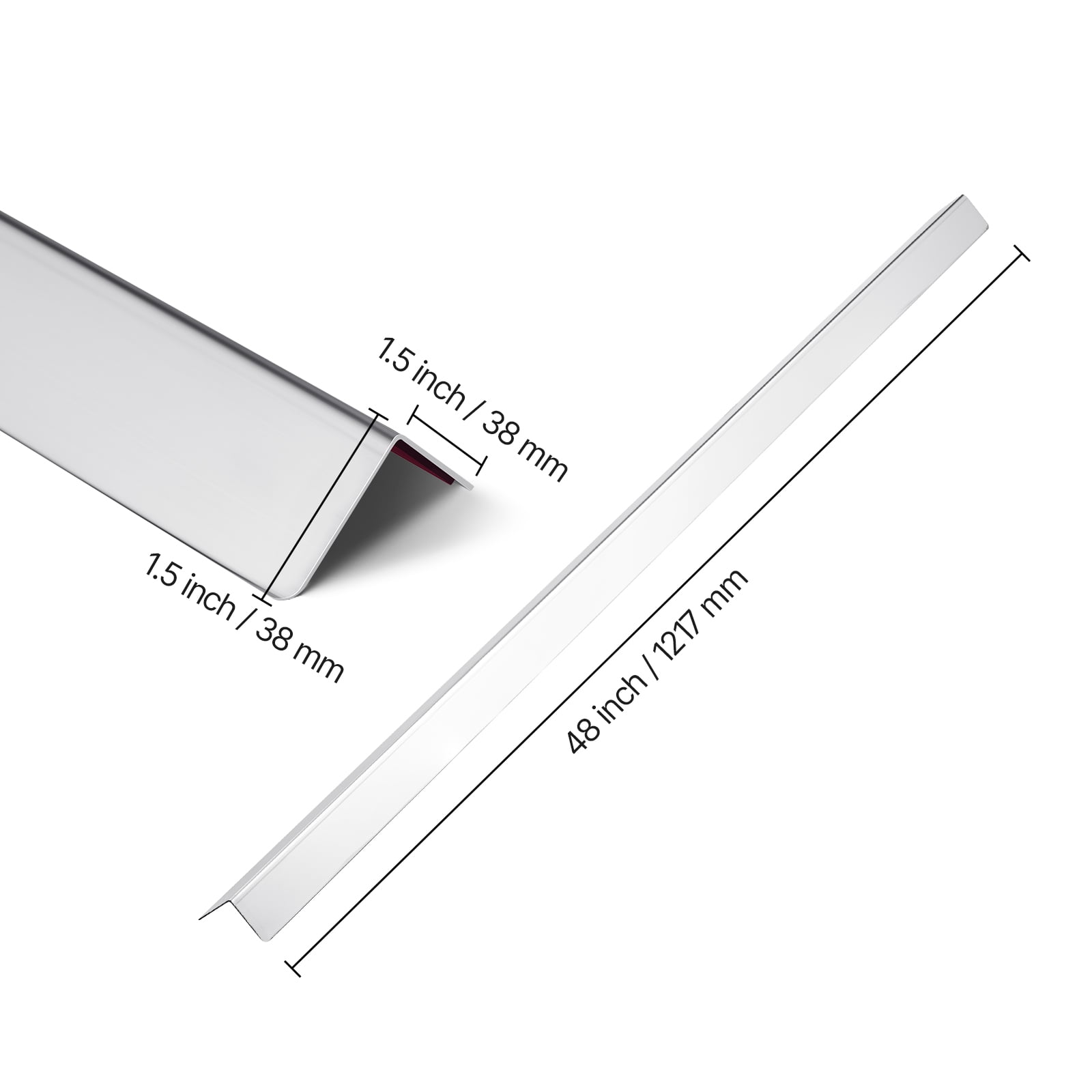 KFFKFF Stainless Steel Wall Corner Protector, 1.5 x 1.5 x 48 inch, Set of 10 Metal Corner Guards, 304 Stainless Steel Edge Trim with 90-Degree Angle for Wall Protection in Homes, Offices