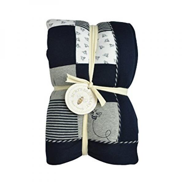 burt's bees baby honeybee mini check reversible quilt, 100 organic