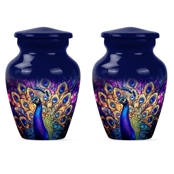 Peacock Urn, Cremation Urns for Adults Humans, Funeral Urns for Ashes Adult, Urns for Human Ashes Women, Urns for Ashes, Small Urns for Human Ashes Keepsake(Size - 3inch, 2 Pcs)