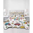 thumbnail image 2 of Quilts Twin-XL Size Bedding Set, Children's Day Lightweight Quilted Comforter, Car Tree Stars Modern Abstract Art Soft Reversible Bedspread Coverlet with Pillow Covers for All Season, 68" x 98", 2 of 7