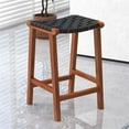 thumbnail image 2 of Trang Mid-Century Modern Square Genuine Leather Counter Stool in Black, 2 of 6