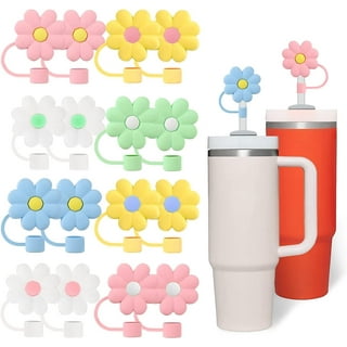 5pcs Anti Dust Straw Cover Cap Daisy Cute Silicone Straw Topper For Stanley  30&40 Oz Tumbler 10mm Drinking Straw