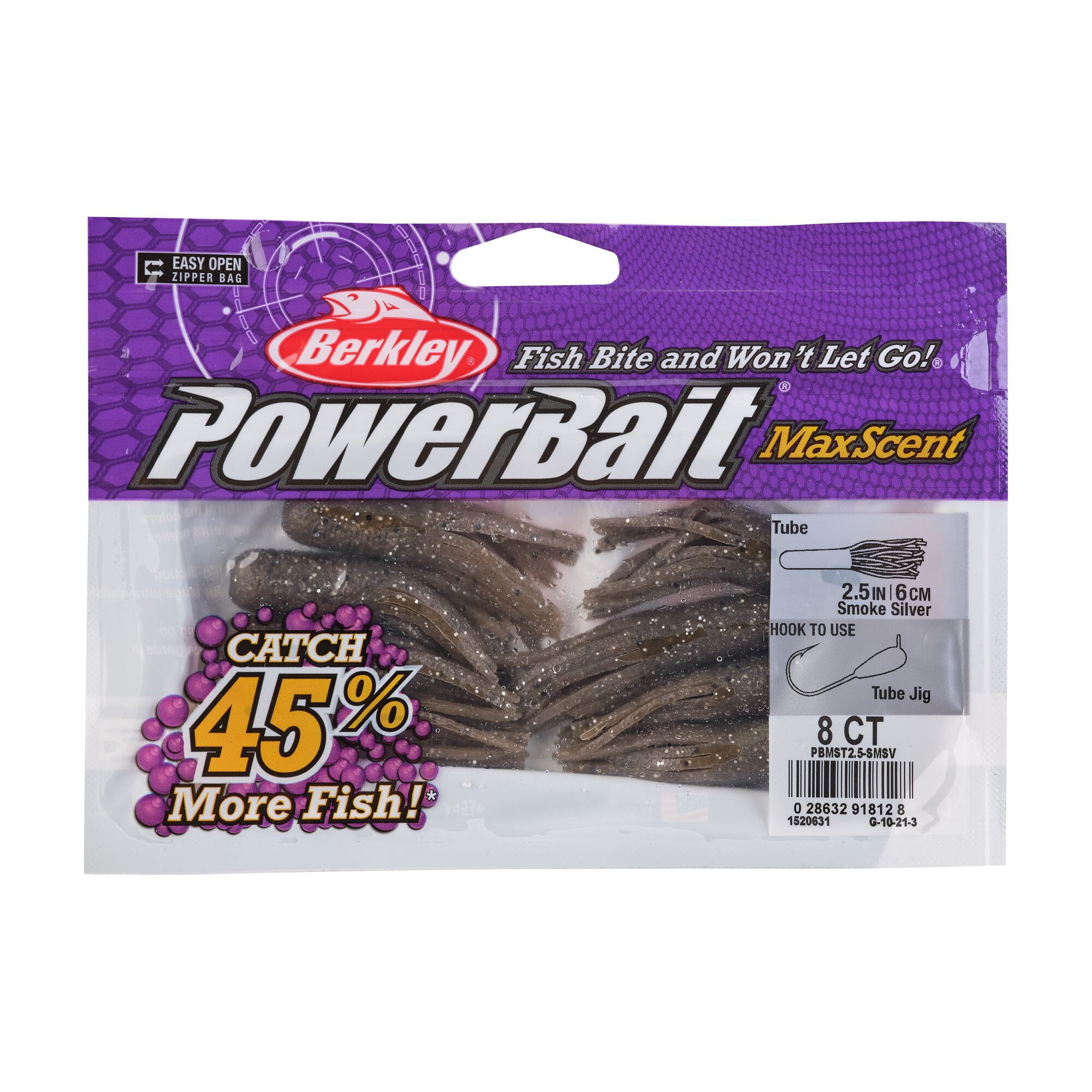 Berkley PowerBait® MaxScent Tube Fishing Soft Bait 2 1/2in | 6cm Smoke Silver