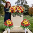 thumbnail image 5 of Artificial Cemetery Saddle Flowers, Lifelike Rose Headstone Saddle with Secure Hooks, Weatherproof UV Resistant Grave Decorations, Memorial Floral Arrangement for Cemetery Headstones, 5 of 6