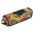 thumbnail image 2 of Hair Tool Organizer Bag with Heat Resistant Mat Removable Travel Storage Case for Hot Air Brushes Curling Irons Black Cat Among Colorful Flowers, 2 of 8