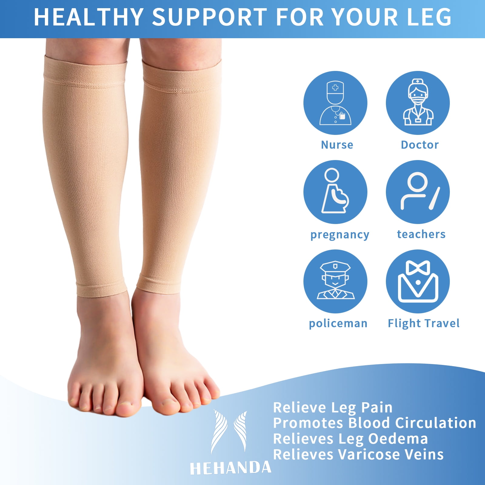 Hehanda Footless Compression Socks for Women & Men(M-4XL), 20-30 mmHg Thigh  High with Non-Slide Silicone Dot Band for Swelling and Varicose Veins