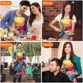 thumbnail image 7 of Colorful Tie Dye Flow Ball Pattern Apron-Garden Aprons for Women with Pockets-Cotton Linen Waterproof Kitchen Cooking Gardening Aprons Adjustable for Kitchen,Cooking,BBQ and Salon 33x27 Inch, 7 of 7