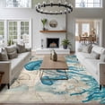 thumbnail image 3 of Large Area Rugs for Living Room Bedroom, Teal Jellyfish Coastal 8'x10' Rug Washable Carpet Runner Indoor Outdoor, Vintage Summer Beach Nautical Non Slip Floor Mats Rug for Kitchen, Patio, 3 of 8