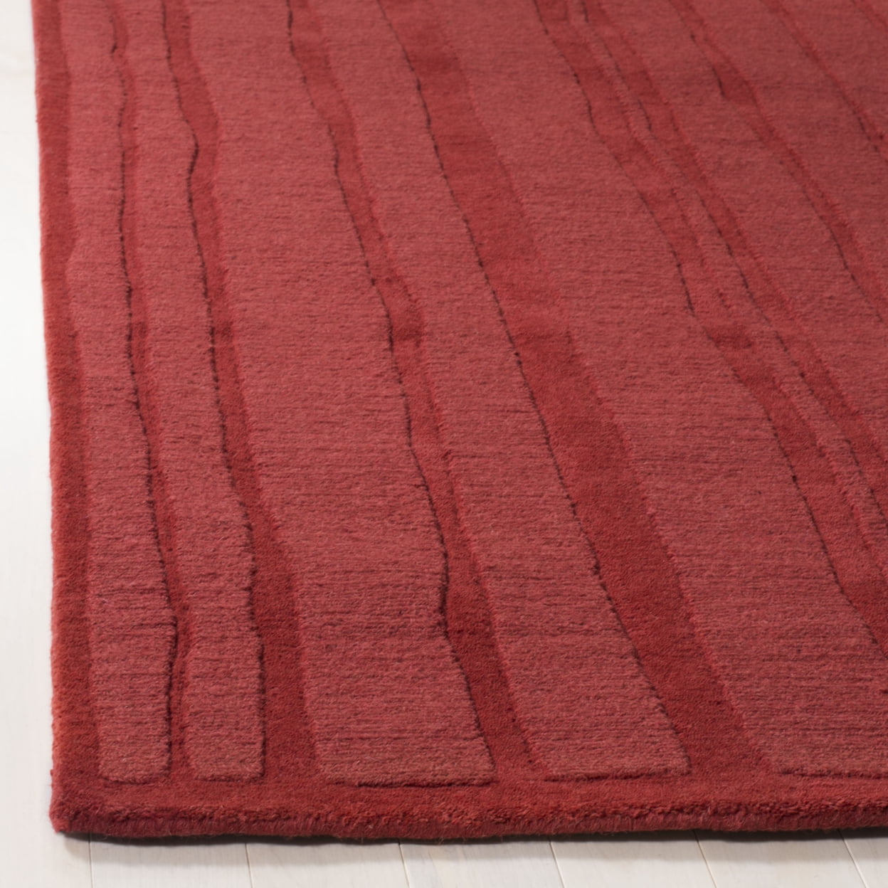 SAFAVIEH Martha Stewart Freehand Stripe Wool Area Rug, Vermillion, 8' x 10'
