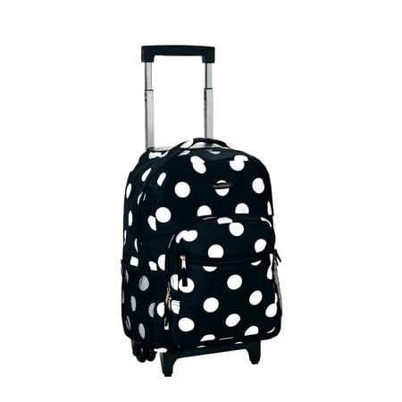 Rockland Unisex Luggage 17" Rolling Backpack R01 Black Dot