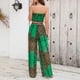 thumbnail image 4 of Conjunto de pantalones largos sin tirantes para mujer, estampado de leopardo, cuello Halter, Top de verano, pantalones de pierna ancha XXL verde, 4 of 6