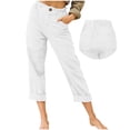 thumbnail image 2 of KDFJPTH Cargo Pants for Women Trendy Back Elastic Waist Linen with Pocket Trousers, 2 of 6