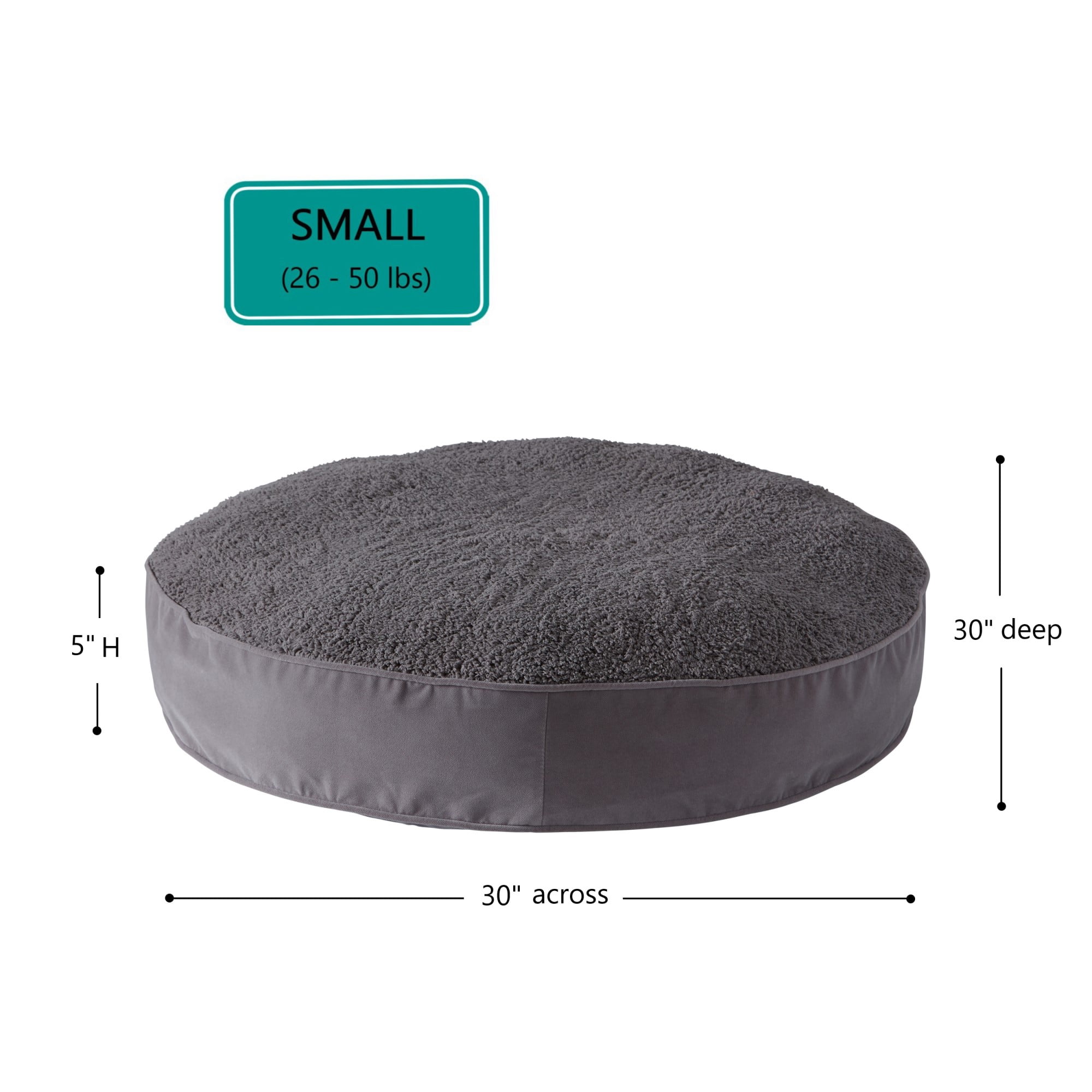 Happy Hounds Scout Sherpa Round Pillow Dog Bed, Gray, Small (30 x 30 in.)