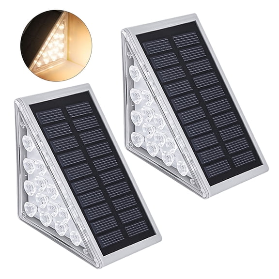 Birinta 2Pcs Outdoor Step Light Solar Deck Lamp High Brightness Waterproof No Wiring Required Easy to Install Solar Outdoor Light LED Pathway Lighting