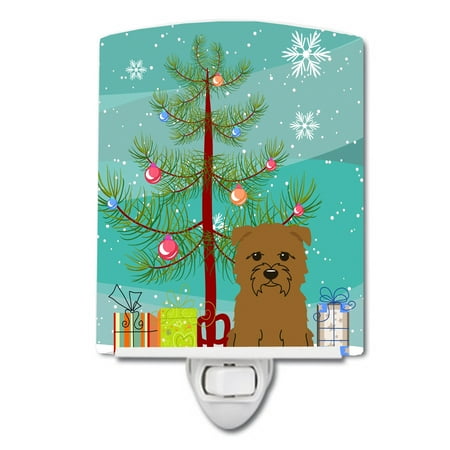 

Caroline s Treasures BB4185CNL Merry Christmas Tree Glen of Imal Tan Ceramic Night Light 6x4x3 multicolor