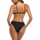 thumbnail image 2 of Traje de baño para Mujer Bikini con Cable en V Profundo Traje de baño de Dos Piezas de Corte Alto Manhattan Black M Manhattan Black M Xishao ropa, 2 of 2