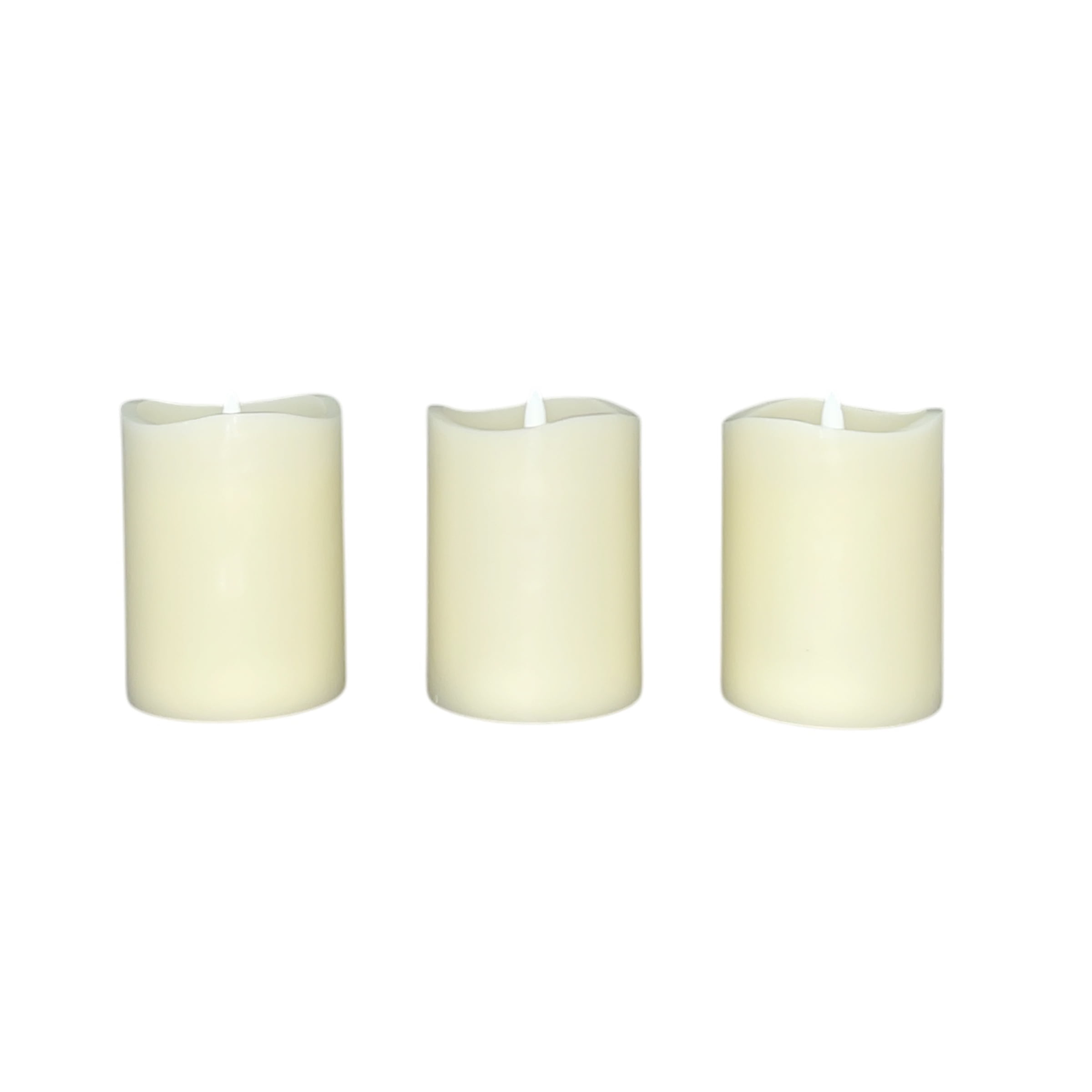 Stonebriar 3 Count Ivory Real Wax 3x4 Flameless LED Pillar Candles with Remote and Timer