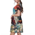 thumbnail image 2 of Balery Beautiful Red Train Hot Air Balloon Vestidos sueltos de manga corta para mujer, vestidos de verano 2025, vestidos casuales de corte A con vuelo., 2 of 6