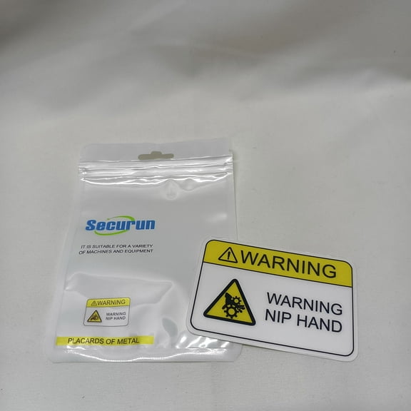 Securun Placards of metal Durable Warning Signs for Industrial Safety, Nip Hand Caution Sign, Suitable for Various Machines and Equipment