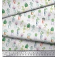 thumbnail image 3 of Soimoi White Poly Georgette Fabric Cactus Leaves Print Fabric by Yard 52 Inch Wide, 3 of 3