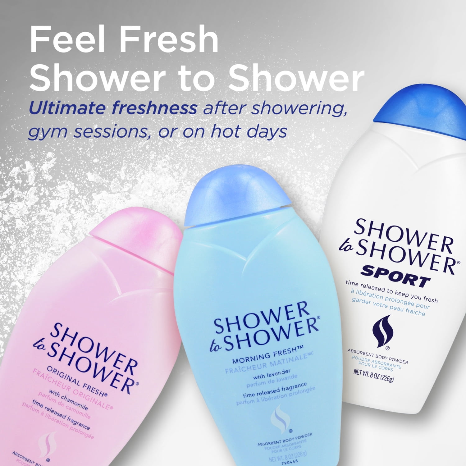 Shower to Shower Talc Free Body Powder Moisture Control for Women and Men, Morning Fresh, 13 oz