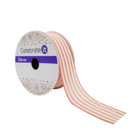 UPC: 0191518419290 | 1.5 Stripe Faux Linen Wired Ribbon by Celebrate It™ Décor