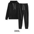 thumbnail image 2 of Sonducket El chándal con capucha de los deportes del poliéster para las mujeres cómodas y elegantes suda las sudaderas con capucha del conjuntos de ropa negro+XXXL, 2 of 6