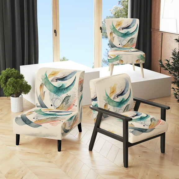 Designart "Gentle Minimalist Expression" Green Modern Upholstered Accent Chair - Modern Arm Chair For Living Room