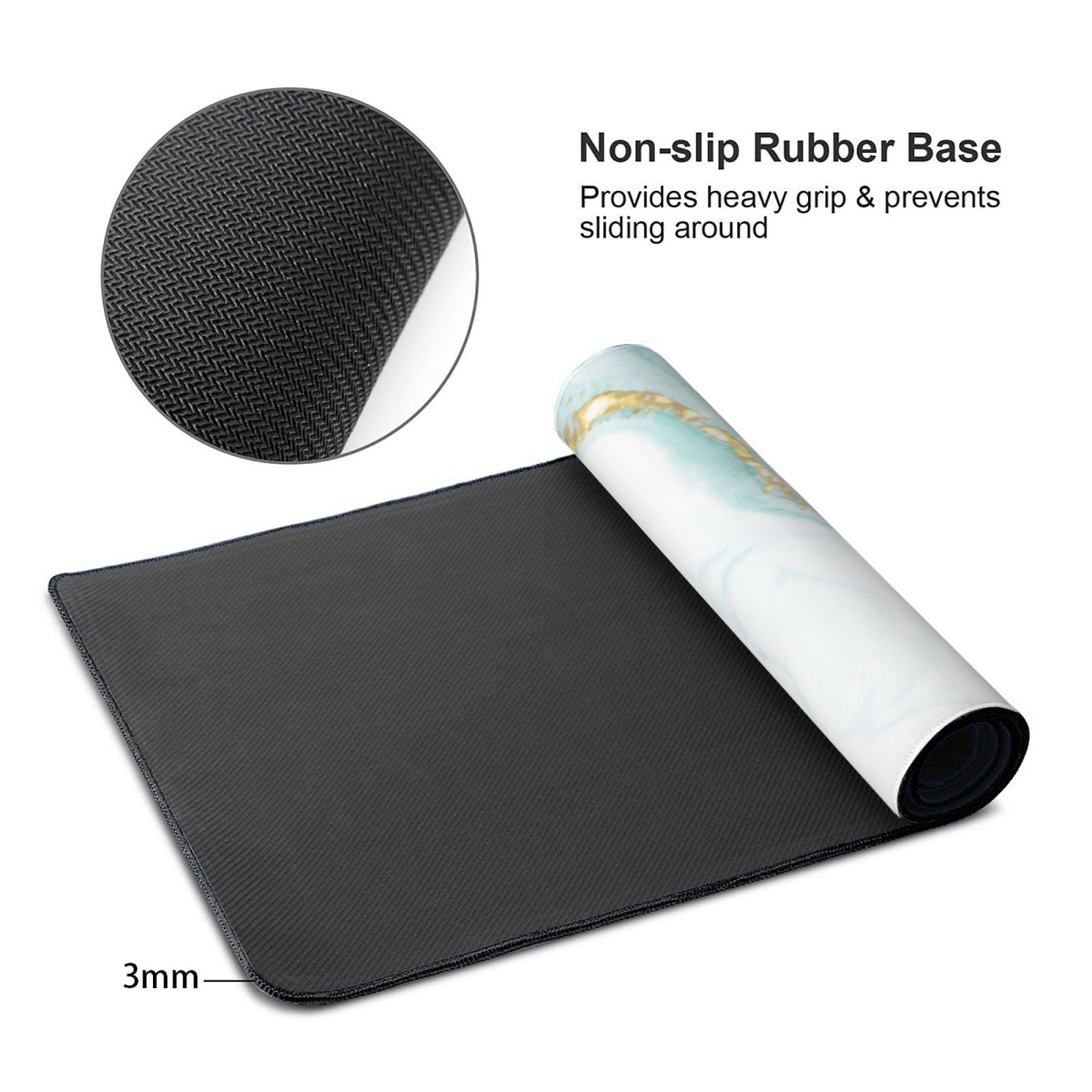 Xecao Gold Lines Marble Watercolor Print Large Mouse Pad, 16x35.5in Mousepad, Professional Non-Slip Rubber Base Big Mouse Pad, Mouse Pad for Gaming & Office Full Desk Mouse Pad