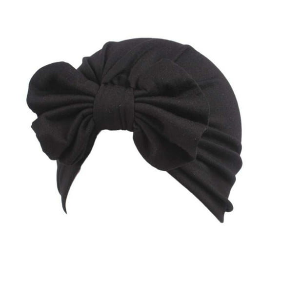 NAZISHW Baby Girls Hair Bow Turban Hat Girl Top Bowknot Head Wrap Beanie Caps for Infant Toddlers Head Hat Wrap Cap Turban Headwrap (Black,One Size)