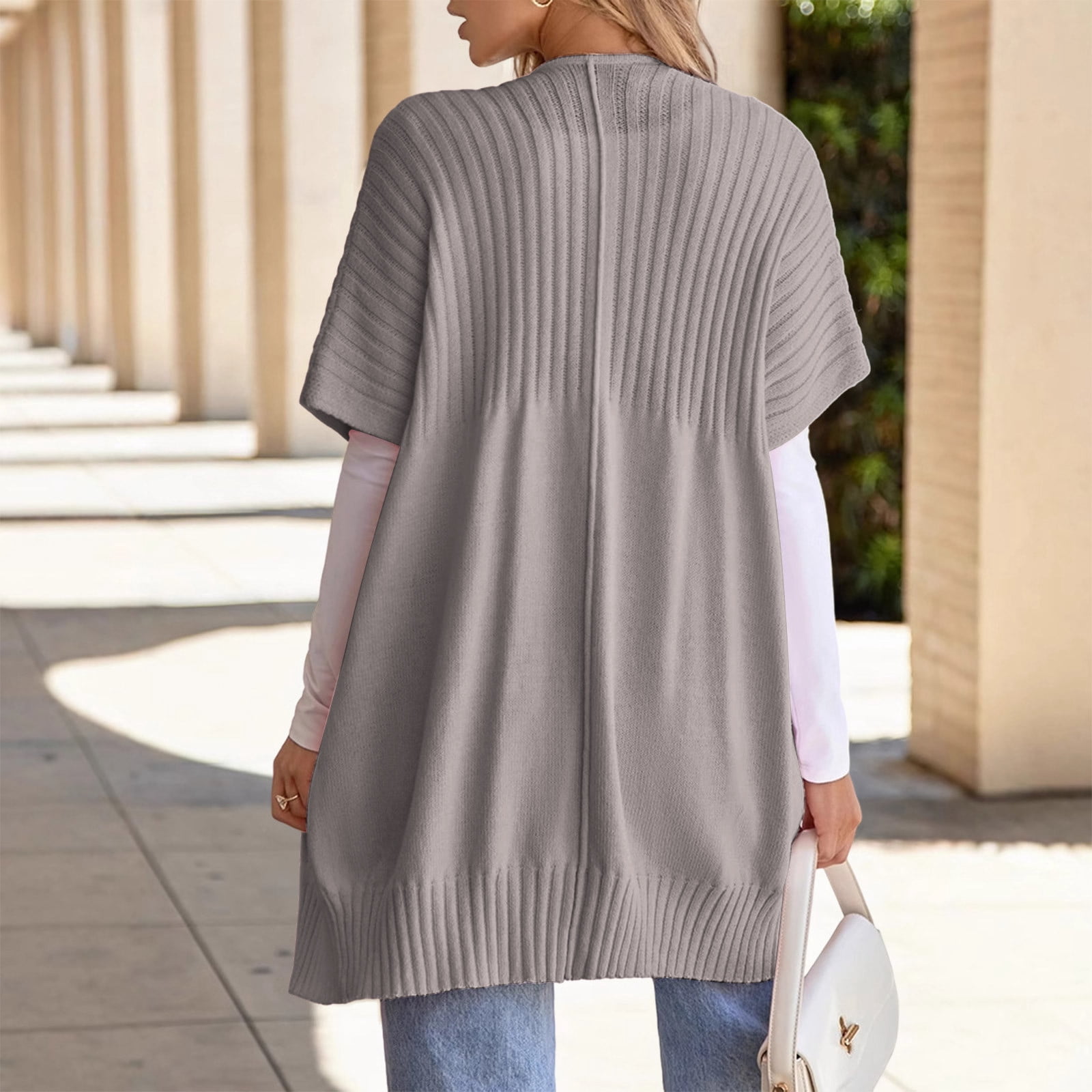 Women Long Sleeve Open Front Cardigan Casual Lightweight Cardigans Loose Knit Outwear with Pockets