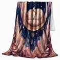 thumbnail image 2 of Sleeping cat crescent moon stars navy Flannel Blanket for bedroom reading nook living room celestial nursery Home Decor dreamy pampas grass crystal art Gift for cat lovers, 2 of 9