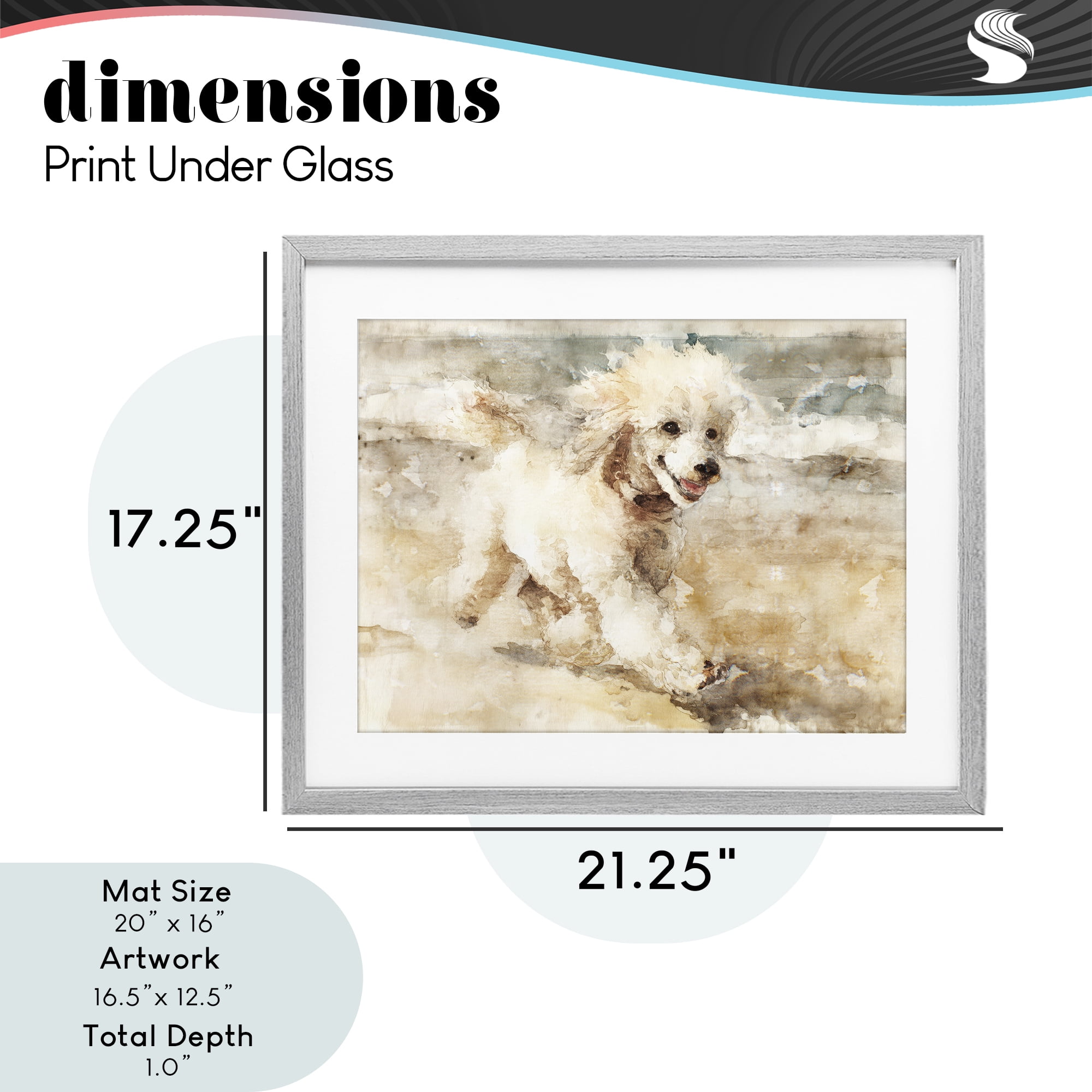 Stupell Industries Coastal Breeze & Poodle Gray Framed Print Under Glass, design by Svetlana Aleynikova