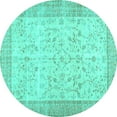 thumbnail image 1 of Ahgly Company Machine Washable Indoor Round Abstract Turquoise Blue Contemporary Area Rugs, 4' Round, 1 of 4