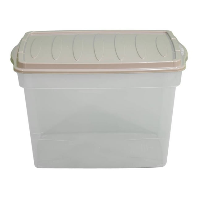 Caja Organizadora Polycar Multiusos Transparente Tapa Gris 60 Litros