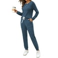 thumbnail image 4 of MOSHU Two Piece Womens Pajama Sets Button Down Shirts and Drawstring Pants with Pockets Solid Lounge Sets for Women, 4 of 10