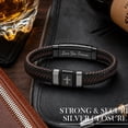 thumbnail image 6 of VEEDOFA Men's Triple Braided Leather Bracelet, Engraved "Love You Forever" Stainless Steel Clasp, Romantic Gift for Him, 6 of 6