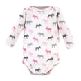 thumbnail image 4 of Hudson Baby Unisex Baby Cotton Long-Sleeve Bodysuits, Pink Moose, 9-12 Months, 4 of 5