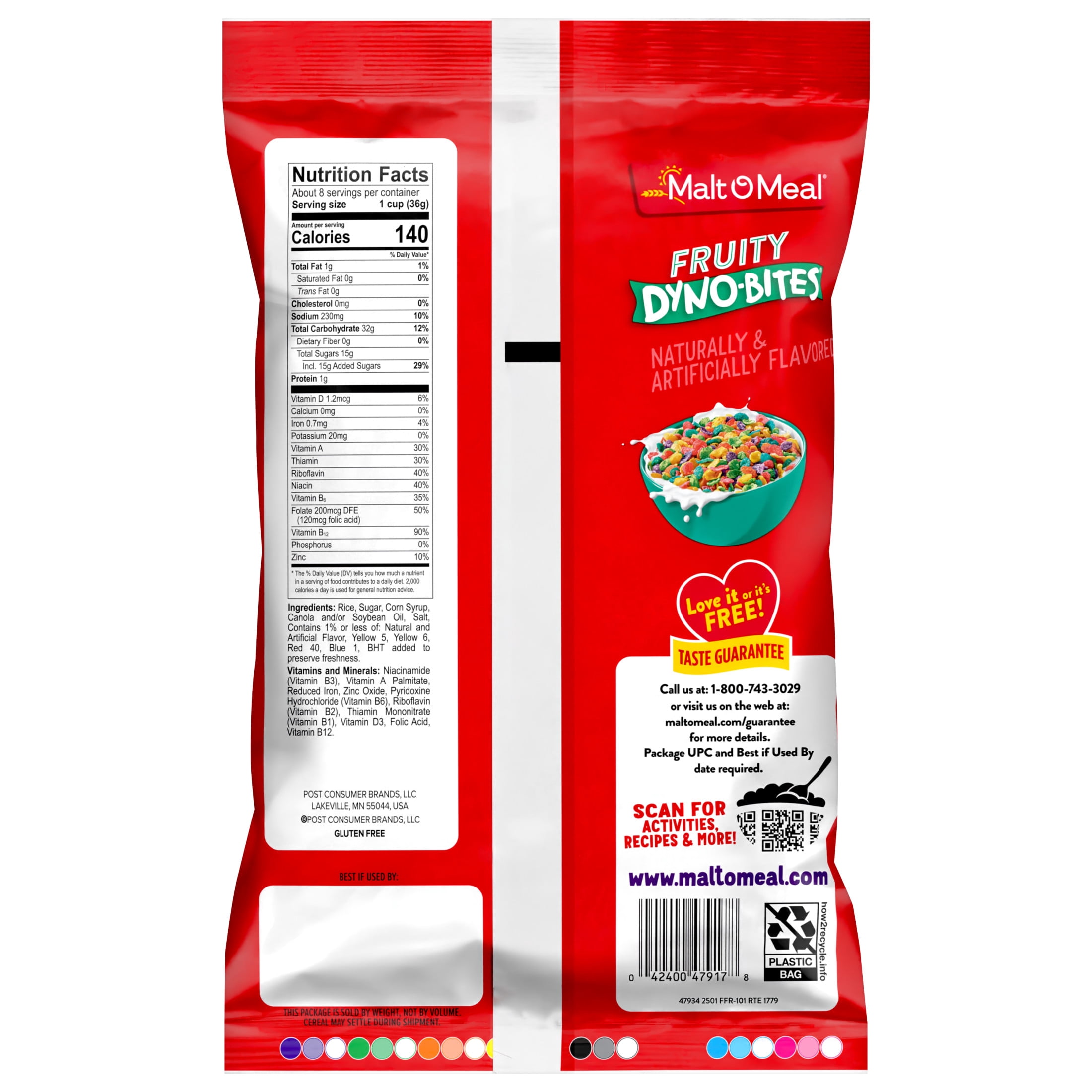 (13 pack) Malt-O-Meal Fruity Dyno-Bites Breakfast Cereal, Bagged Cereal, 10 oz