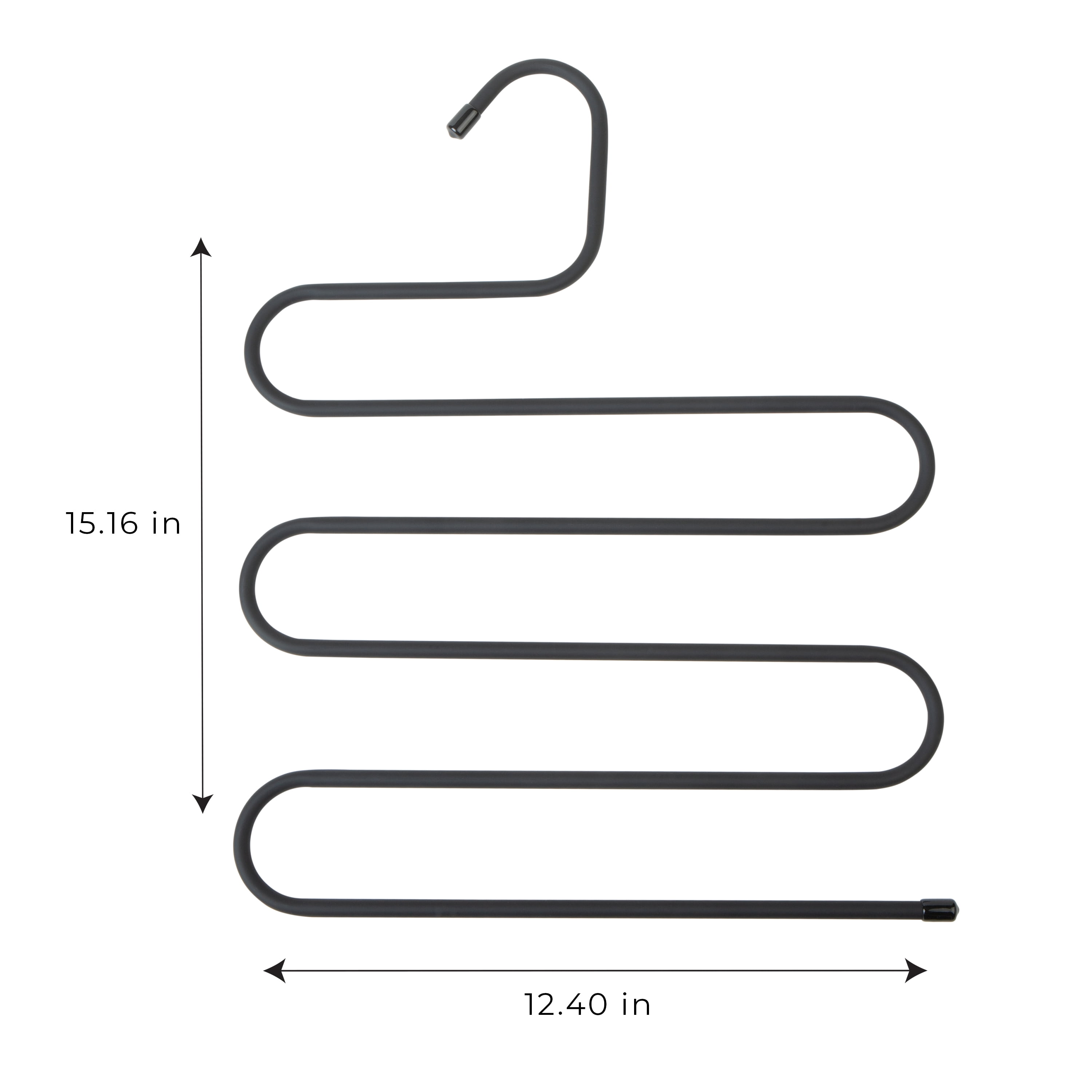 Smart Design Rubberized Stainless Steel Pant Hangers - Set of 3 - Sturdy Space Saving 5-Tier S-Type Rack - Metal Closet Organizer for Multiple Jeans, Clothes, Skirts and Trousers Storage - Black