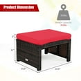 thumbnail image 3 of Costway 2PCS Patio Rattan Ottoman Cushioned Seat Foot Rest Furniture Red, 3 of 11