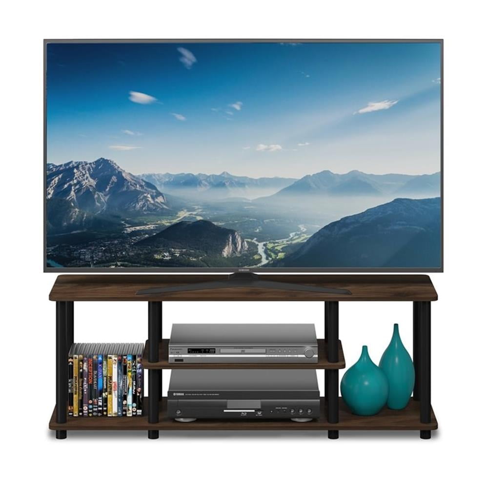 Furinno TURN-N-TUBE Wood Entertainment TV Stand for TV up to 50" in Walnut/Black