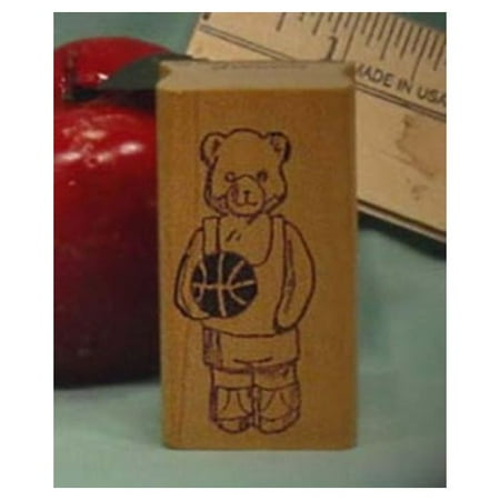 Basketball Stamp - Basketball Bear Art Rubber Stamp