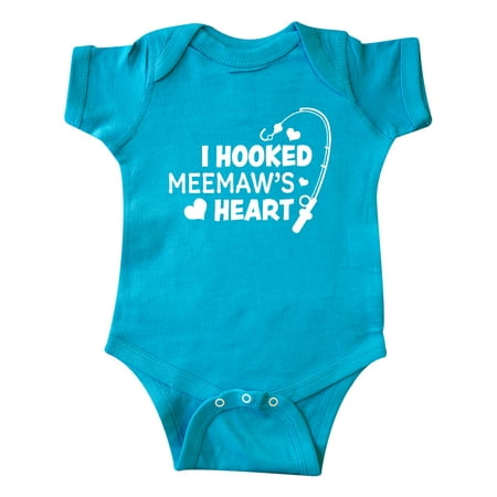 

Inktastic I Hooked Meemaw s Heart with Fishing Rod Gift Baby Boy or Baby Girl Bodysuit
